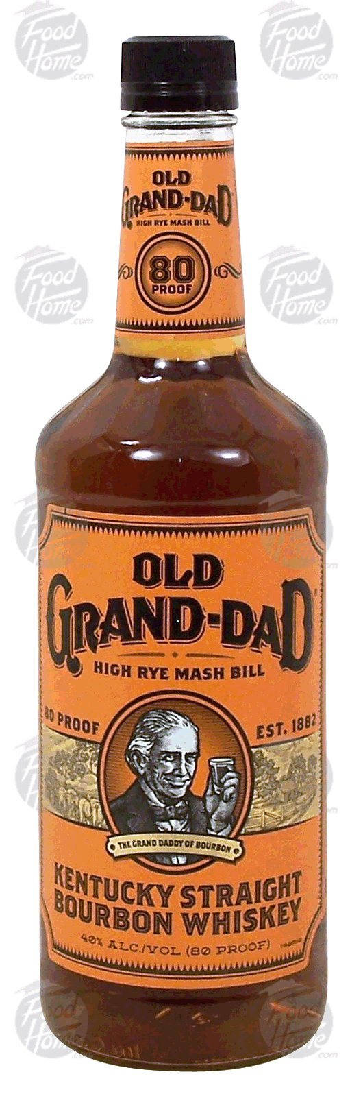 Old Grand Dad  kentucky straight bourbon whiskey, high rye mash bill, 40% alc. by vol. Full-Size Picture